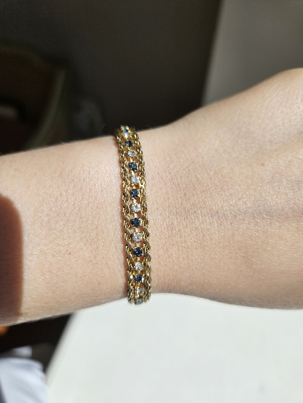 Vintage Costume Tennis Braclet Sapphire and Diamond-Accent  Bracelet